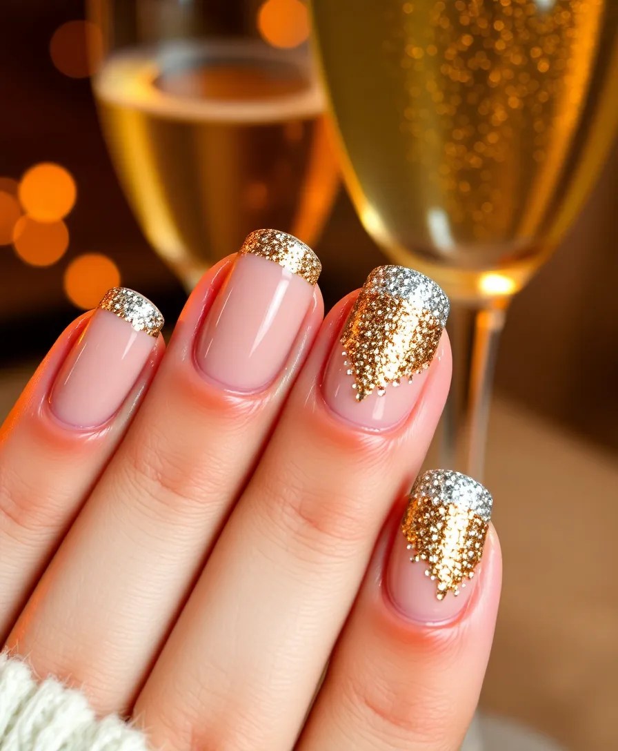 12 Chic New Year's Nails for Short Nails That Will Turn Heads! - 1. Glittering Champagne Toast