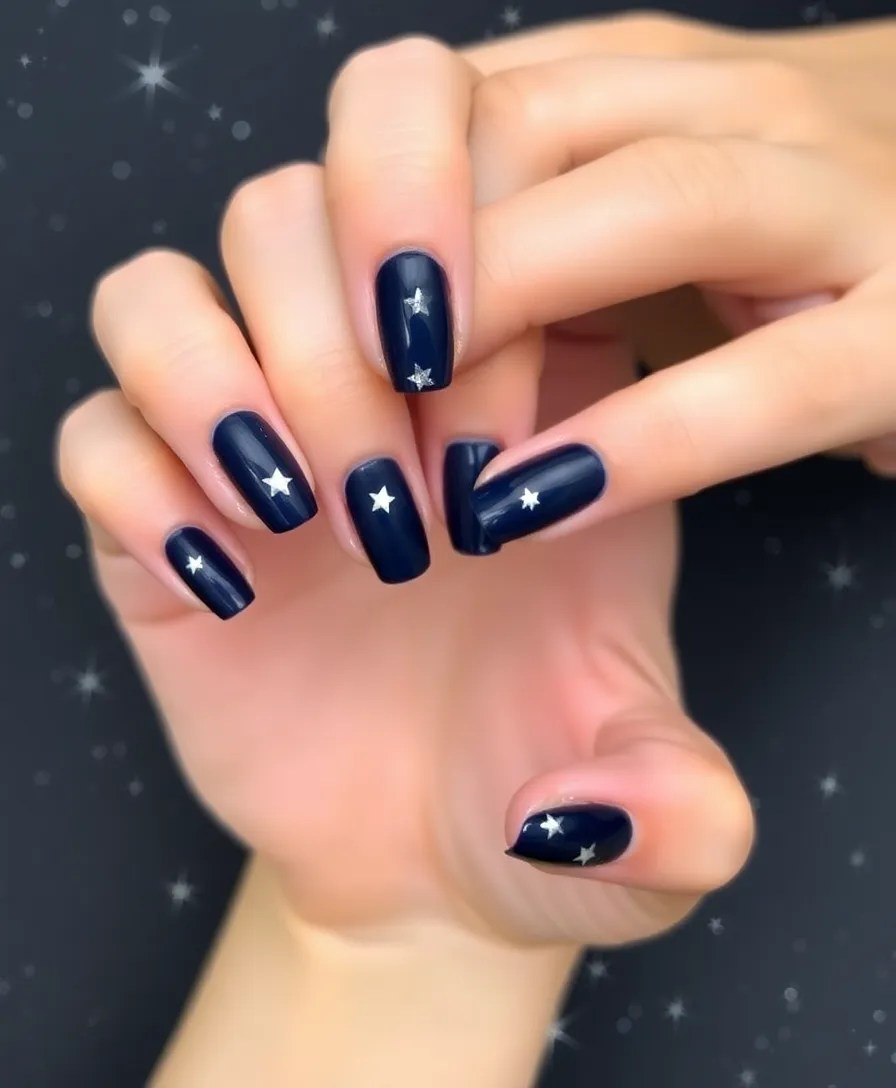 12 Chic New Year's Nails for Short Nails That Will Turn Heads! - 2. Midnight Blue Stardust