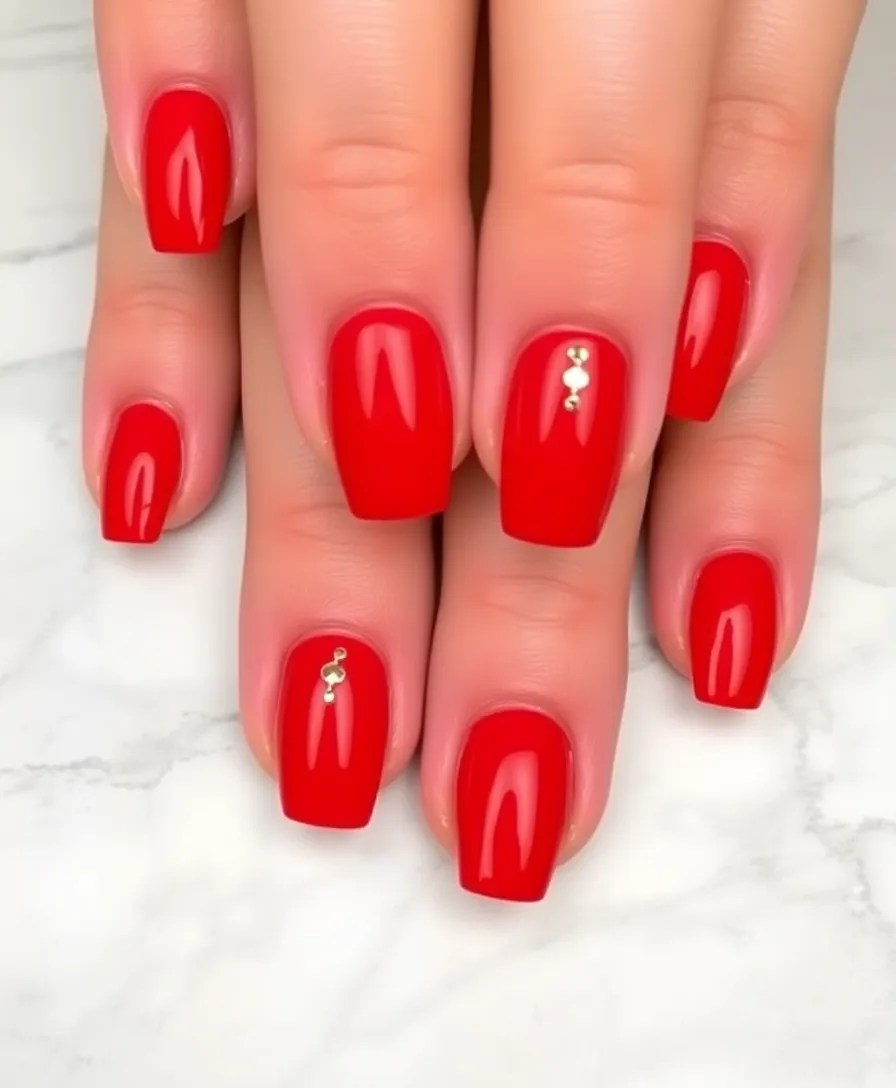 12 Chic New Year's Nails for Short Nails That Will Turn Heads! - 3. Festive Red with Gold Foil