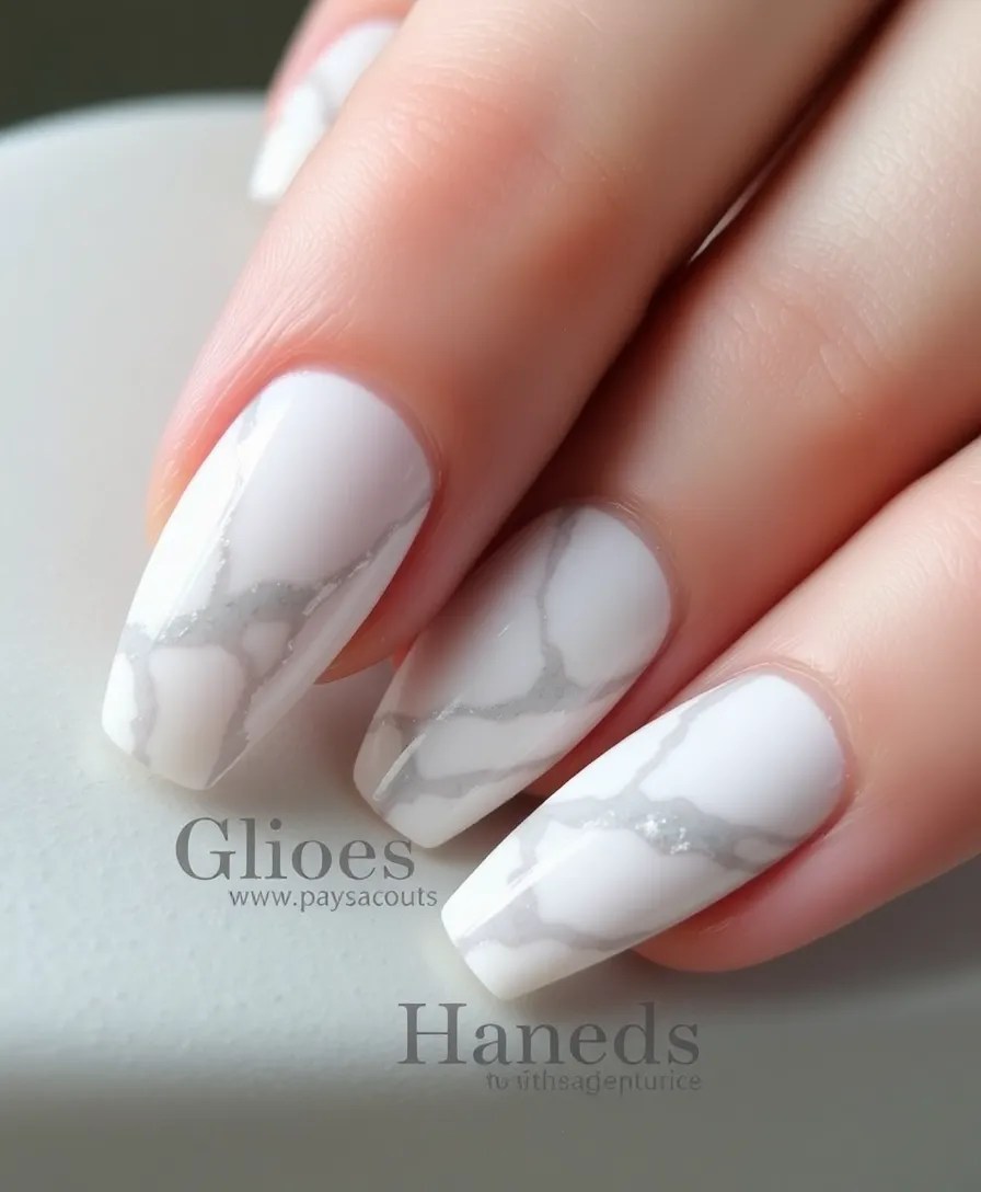 12 Chic New Year's Nails for Short Nails That Will Turn Heads! - 5. Silver and White Marble